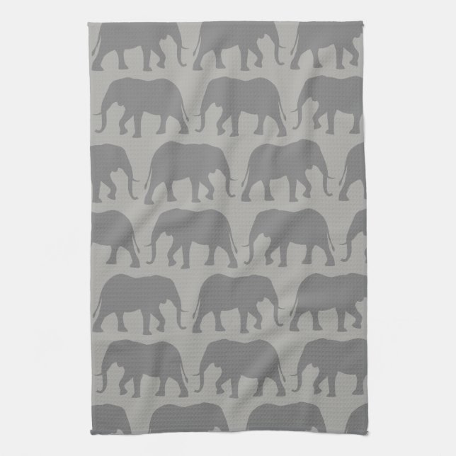 Linge De Cuisine Motif de silhouettes d'éléphant africain (Vertical)