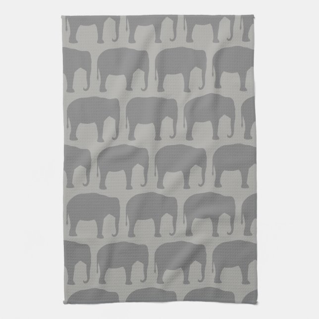 Linge De Cuisine Motif de silhouettes d'éléphant asiatique (Vertical)