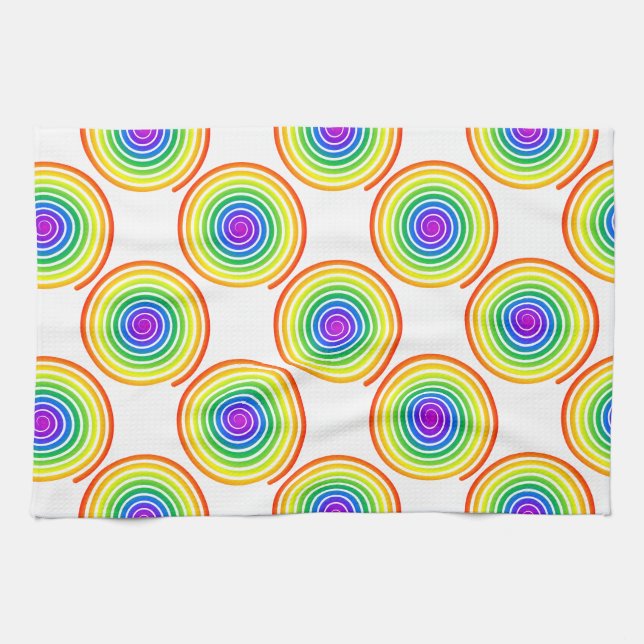 Linge De Cuisine Motif de spirale arc-en-ciel (Horizontal)