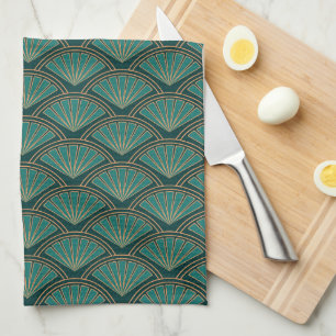 Linge De Cuisine Motif de style Art déco en vert turquoise