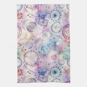 Linge De Cuisine Motif de tampon de voyage du monde vintage (4)