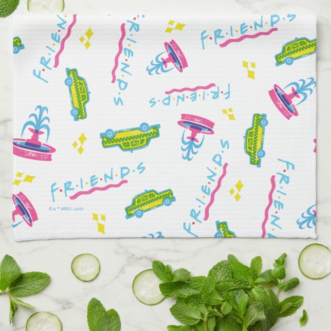Linge De Cuisine Motif de taxi et de fontaine d'eau pour AMIS™ (Plié)