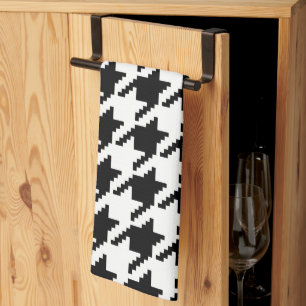 Linge De Cuisine Motif de tissage classique noir à dents noires