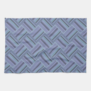 Linge De Cuisine Motif de tissage en diagonale gris bleu