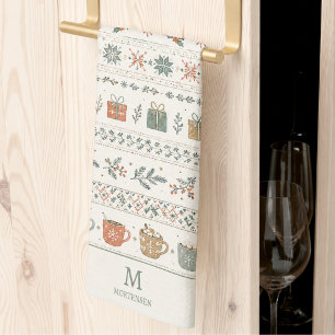 Linge De Cuisine Motif de vacances de Noël Monogramme