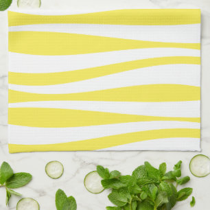 Linge De Cuisine Motif de vague élégant jaune et blanc