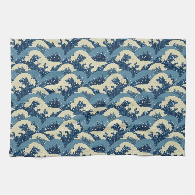 Linge De Cuisine Motif de vague japonais (Horizontal)