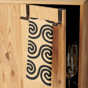 Linge De Cuisine Motif de vagues de clé Méandre grec marron