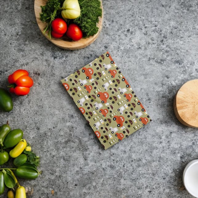 Linge De Cuisine Motif de voitures orange (Kitchen Towel)