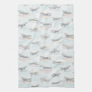 Linge De Cuisine Motif de voyage aérien rêveur (1)