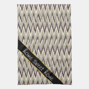 Linge De Cuisine Motif de zigzag d'iKat de café et de sauge