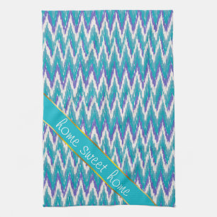 Linge De Cuisine Motif de zigzag d'iKat de Teal et d'améthyste