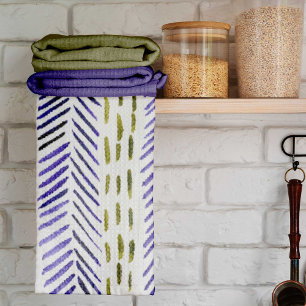 Linge De Cuisine Motif d'épine bovine en violet et vert