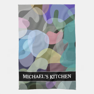 Linge De Cuisine Motif d'équilibrage multicouleurs Abstrait + nom 