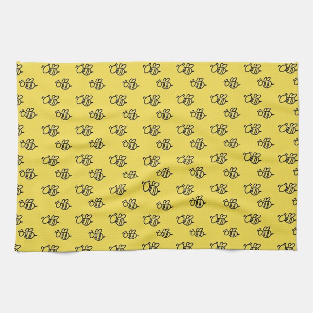 Linge De Cuisine Motif des abeilles d'été jaune (Horizontal)