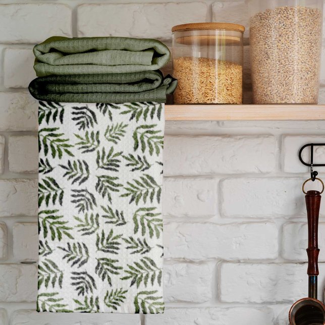 Linge De Cuisine Motif des branches vertes aquarelle (Créateur téléchargé)