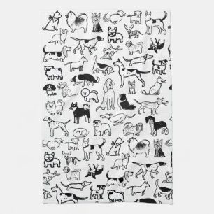 Linge De Cuisine Motif des chiens noirs et blancs  Cute Canine Love