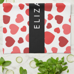 Linge De Cuisine Motif Des Coeurs, Coeurs Rouges, Votre Nom