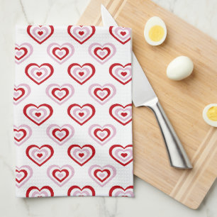 Linge De Cuisine Motif des Coeurs rouges roses
