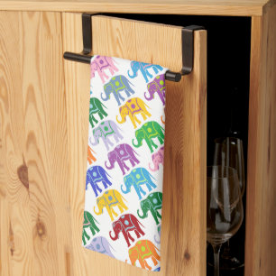 Linge De Cuisine Motif des éléphants décoratifs colorés