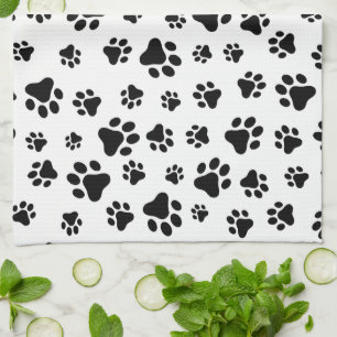 Linge De Cuisine Motif des pattes, pattes de chien, noir et blanc