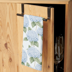 Linge De Cuisine Motif d'hortensia bleu aquarelle botanique florale