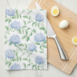 Linge De Cuisine Motif d'hortensia bleu aquarelle florale botanique