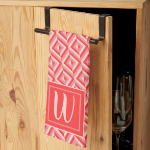 Linge De Cuisine Motif diamant à trois tons rouge Monogram