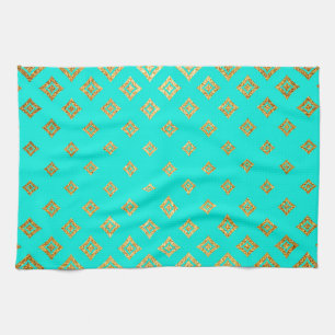 Linge De Cuisine Motif diamant de Parties scintillant Turquoise et