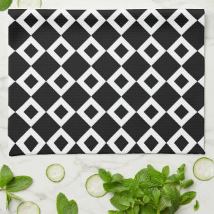 Linge De Cuisine Motif diamant noir et blanc