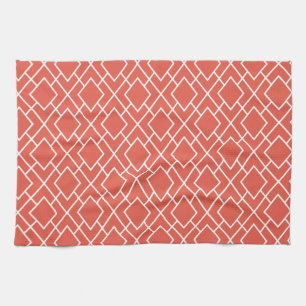 Linge De Cuisine Motif diamant rose corail moderne et élégant
