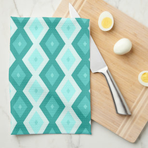 Linge De Cuisine Motif diamant turquoise