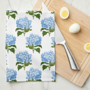 Linge De Cuisine Motif d'illustration bleu blanc antique Hydrangea