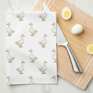 Linge De Cuisine Motif d'oie blanche mignonne