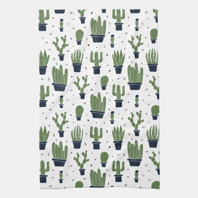 Linge De Cuisine Motif du désert de cactus foncé rustique (Vertical)