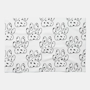 Linge De Cuisine Motif Empreinte de patte dalmate