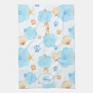 Linge De Cuisine Motif Empreinte de patte d'inspiration océanique a