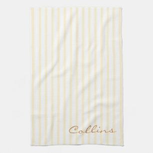 Linge De Cuisine Motif en bande jaune et blanc