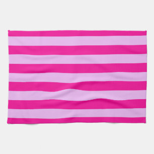 Linge De Cuisine Motif en bande rose et magenta