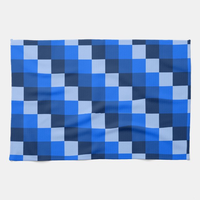 Linge De Cuisine Motif en mosaïque géométrique bleue (Horizontal)