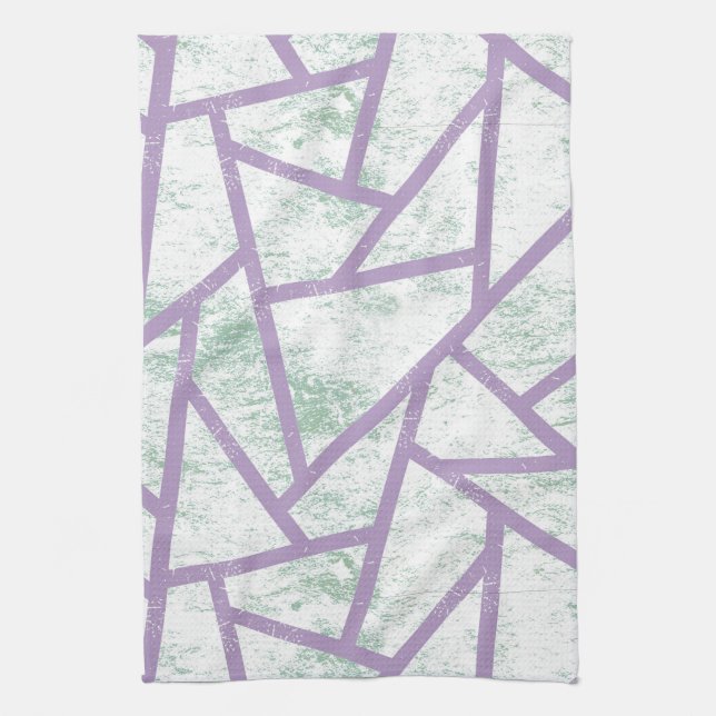 Linge De Cuisine Motif en mosaïque vert clair et lavande (Vertical)