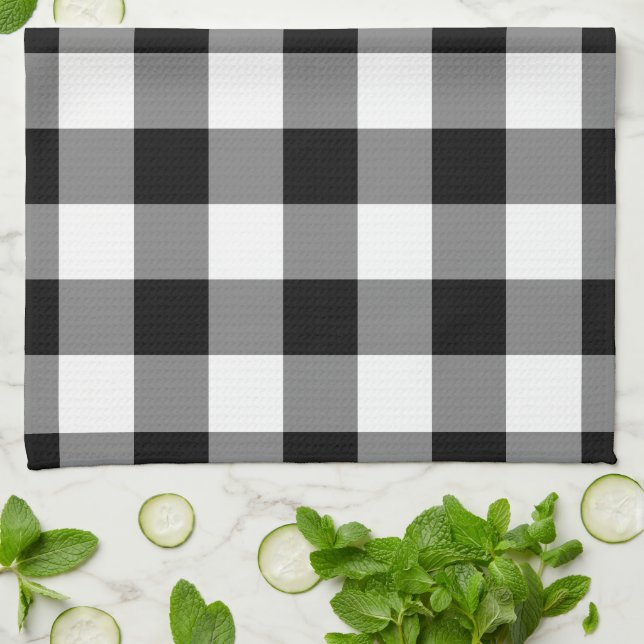 Linge De Cuisine Motif En vichy noir et blanc (Plié)