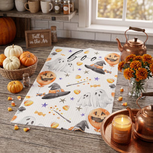 Linge De Cuisine Motif fantôme citrouille Halloween aquarelle Boo m