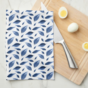 Linge De Cuisine Motif Feuille de couleur bleu marine moderne