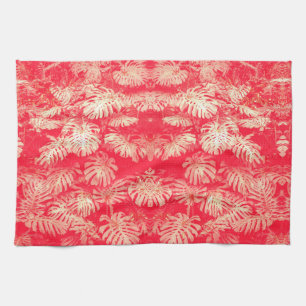 Linge De Cuisine Motif Feuille Red Palm