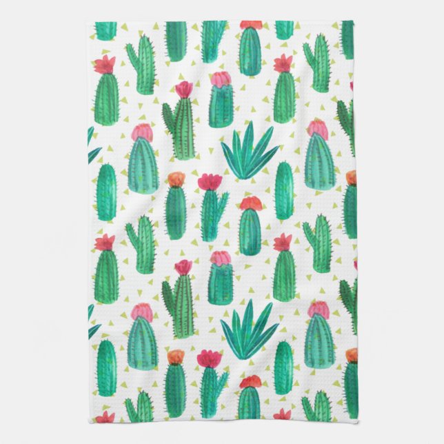 Linge De Cuisine Motif fleurissant de cactus d'aquarelle mignonne (Vertical)