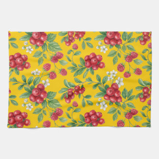 Linge De Cuisine Motif floral à l'aquarelle Cranberry & Framboise