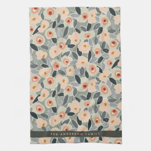 Linge De Cuisine Motif floral à l'encre gras dessiné à la main - Pr
