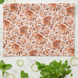 Linge De Cuisine Motif floral abstrait aquarelle couleurs d'automne