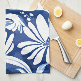 Linge De Cuisine Motif floral aquarelle botanique bleu